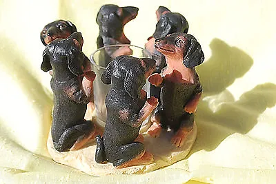 Black Dachshunds Circle Votive Candle Holder Continental Creations #P810  S5647G • $36.99