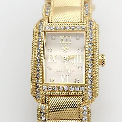 Judith Ripka Gold CZ MOP Ladies Watch With New Battery Fits Up To 7 1/2  Wrist • $120