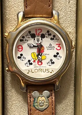 Vintage Lorus Mickey Mouse Musical Watch Plays Tunes MM Club & Small World • $53