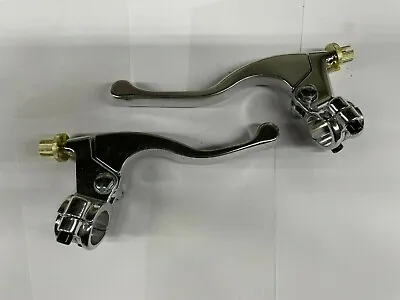 Shorty Polished Aluminum Clutch + Brake Lever Perch Assembly Suzuki Dirt Bikes  • $23