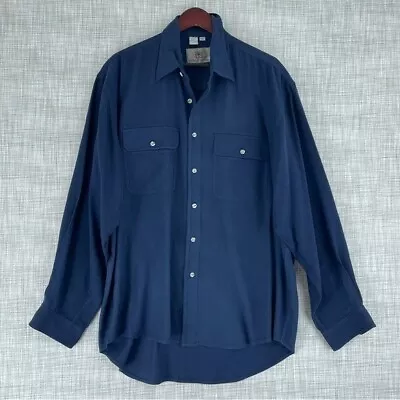 The Territory Ahead Silk Shirt Mens Size XL Long Sleeve Blue Vintage 1306 • $18