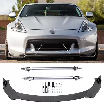 For 09-20 Nissan 370Z Carbon Fiber Front Bumper Lip Splitter Spoiler +Strut Rods • $92.99