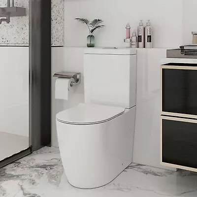 Rimless Comfort Height High Toilet Bathroom Soft Close Toilets Seat & Dual Flush • £179.99