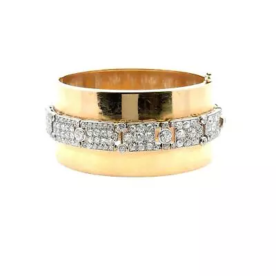 Seaman Schepps 9.50 CTW Diamond Vintage Platinum 14K Yellow Gold Bangle Bracelet • $29000