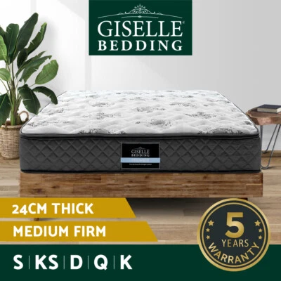 Giselle Mattress QUEEN DOUBLE KING SINGLE Bed Medium Firm Spring Foam 24cm • $189.95