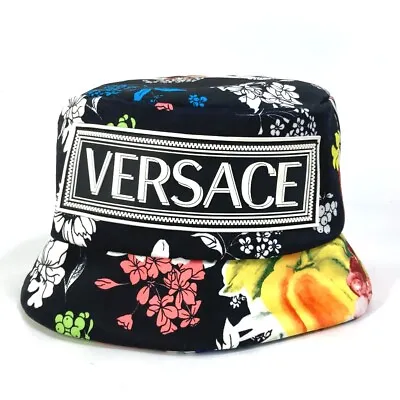 VERSACE Logo Hat Bucket Hat Bob Hat Polyester Black/Multicolore • $374