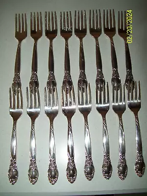 LOT OF 16 Oneida Silversmiths SILVERPLATED SALAD FORKS Dinner Rose Large 7  • $12