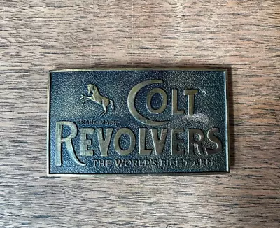 Vintage Colt Revolvers Square Brass Belt Buckle Pre-owned - Functioning • $5