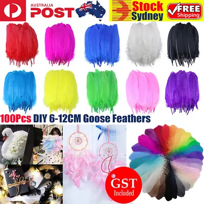 BULK 100pcs Goose Feathers 6-12cm 11 Colour Choice Millinery DIY Wedding Craft • $3.56