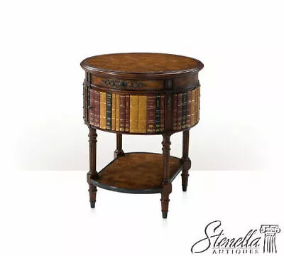 L50310: THEODORE ALEXANDER Round Leather Faux Book Table Model #5000-465  ~ NEW • $1895