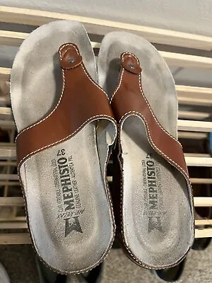 MEPHISTO Agacia Sz 37 (6.5) Leather T Strap Thong Flip Flop Sandals • $25