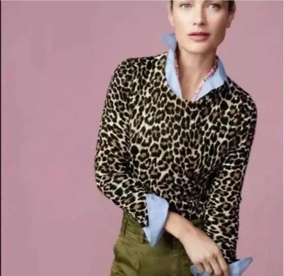 J.Crew Leopard Print Merino Wool Tippi Crewneck Sweater Medium • $38.99