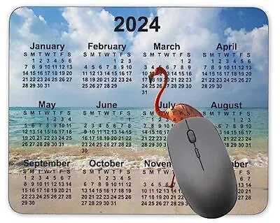 2024 Flamingo Calendar Mouse Pad Natural Rubber Mouse Pad Quality Creative • $16.99