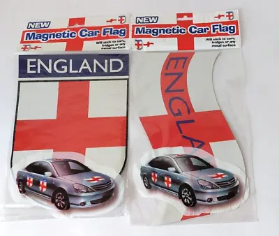 PAIR ENGLAND CAR FLAGS Magnetic ~St George Cross ~Euros/ World Cup • £3.99