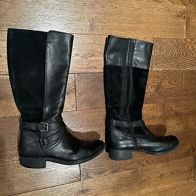 M&S Footglove Women’s Knee High Boots Size 5 Black Leather • £5