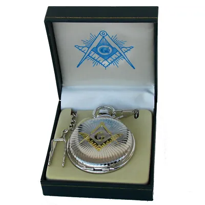 Freemason Master Free Mason Mens Pocket Watch Gold&Silver Tone Square&Compasses • $27.98