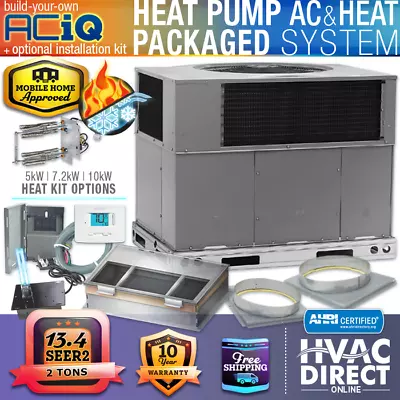 ACiQ 2 Ton AC Ducted Central Air Heat Pump Package Unit System Kit 13.4 SEER2 • $3300