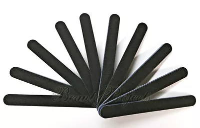 10pc Black Nail Files 100/100 Grit 7  Acrylic Nail File Blue Plastic Center • $8.49