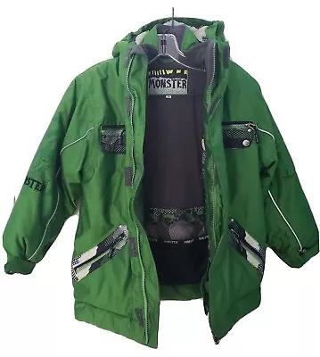 Monster Energy Green Ski Snowboard Coat  Boys Size 8 Reflective Fleece Lined  • $20.24