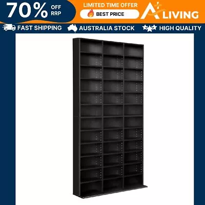 Large CD DVD Storage Shelf Adjustable 1116 CDs 528 DVDs Black Organizer Rack • $156.65