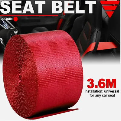 1PCS Car Seat Belt Webbing Polyester Lap Retractable Nylon Safety Strap Red 3.6M • $9.78