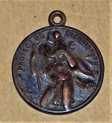 Vintage Catholic St. Christopher Protect Us Medal • $5.99