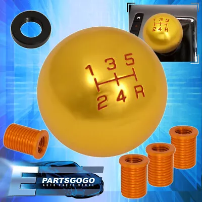 Universal 12X1.25mm 5-Speed M/T Shifter Ball Shift Knob Billet Aluminum 24K Gold • $11.99
