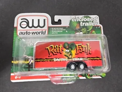 New Auto World 1:64 Enclosed Trailer - Rat Fink Red AWSP093 • $10.95