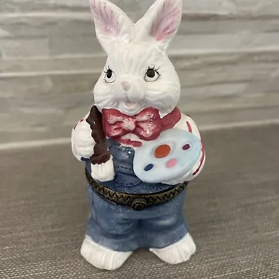 Vintage Hinged Trinket Box Bunny Artist • $12