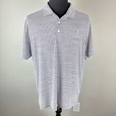 Puma Caddie Stripe Polo Shirt Men's Size Large L Purple White TPC Las Vegas Golf • $19.95