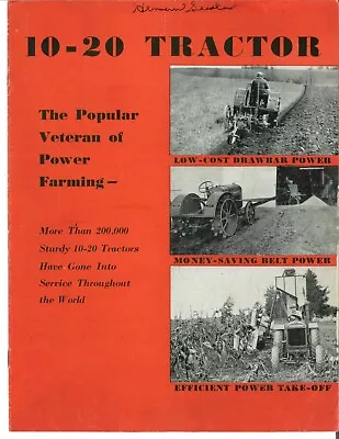 IH McCormick Deering 10-20 Tractor International Harvester Sales Brochure • $25