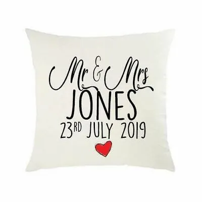 Mr & Mrs Wedding Husband Wife Personalised Pillow Cushion Photo Gift Customised • £12.99