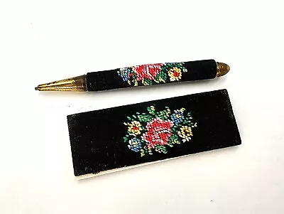 Vintage Needlepoint Mini Mechanical Pencil And Notepad - Unique Miniature • $12.40