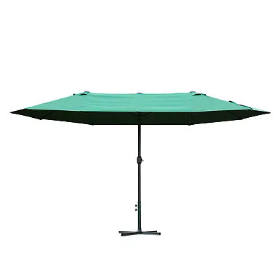 Outsunny 4.6M Garden Patio Umbrella Canopy Parasol Sun Shade W/ Base Dark Green • £73.99