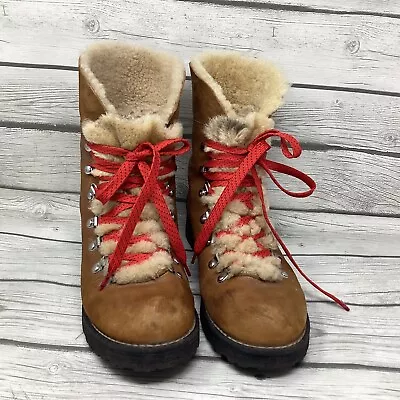 J.Crew Womens Boots Nordic Shearling Cuff Leather Hiking Boots Size 9M • $56.07