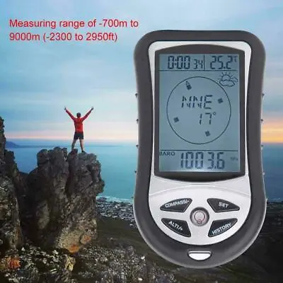 £14.41 • Buy Handheld Altitude Gauge Thermometer Electronic Navigation Compass Barometer New