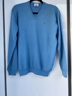 Gents Lactose Long Sleeve Wool V-Neck Jumper Blue Size 4 Machine Washable Used • £10