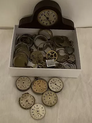 Huge Lot Of Vintage Antique Alarm Novelty Clock Parts Movements Parquet Watches • $185.69