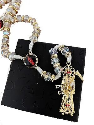 Holy Death's Necklace Rosary Style. Collar De La Santa Muerte Estilo Rosario • $19.99