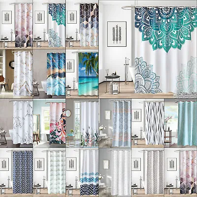 Extra Long Shower Curtain Waterproof Polyester Bathroom Shower Curtain With Hook • £8.99