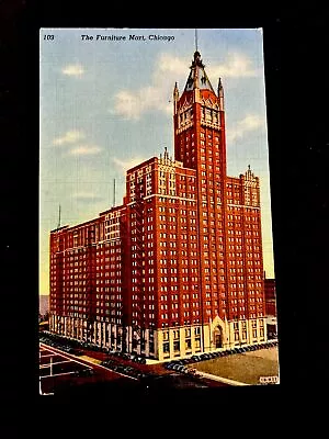 1940s USA ➖ FURNITURE MART (CHICAGO) ➖ LINEN PICTURE POSTCARD • $3