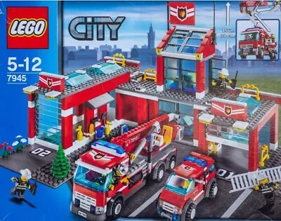 LEGO CITY: Fire Station & Fire Trucks (7945) EUC Complete With Instructions • $100