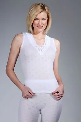 £5.50 • Buy Ladies Thermal Vest. Build Up Shoulder Spencer Black & White