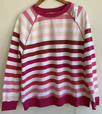 $26.99 • Buy Old Navy Sweatshirt Womens Plus Size 1X Pink Multi Striped Pullover Crew NWT $38