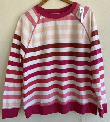 $26.99 • Buy Old Navy Sweatshirt Womens Plus Size 1X Pink Multi Striped Pullover Crew NWT $38