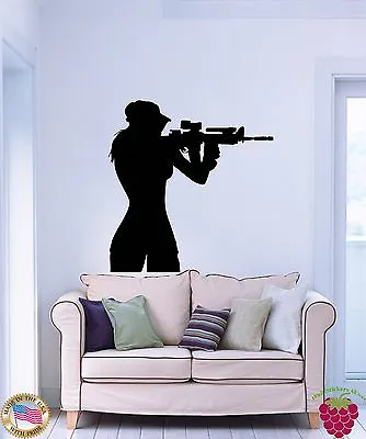 Wall Stickers Vinyl Decal Sniper Soldier Army Military Women (z1121) • $29.99