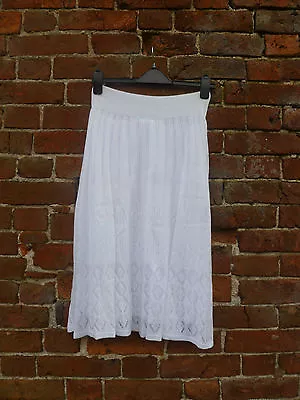  Marks & Spencers Autograph Fine Knit Pointelle White Midi Skirt Sizes 8 - 20  • £11.99