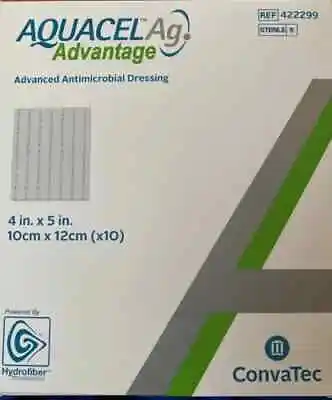 Box 10- AQUACEL AG Advantage 4 X5  Antimicrob  Wound Dressings CONVATEC 422299 • $59.95