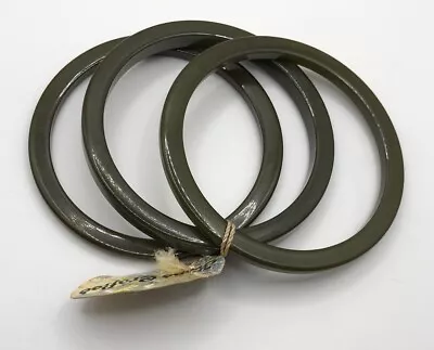 Vtg Set Of 3 Dark Green Plastic Bangle Bracelets Original Tag • $12.99