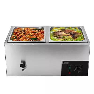 2 Pans Home 600W Restaurant Bain Marie Countertop Food Warmer Steam Table Heat • $75.79